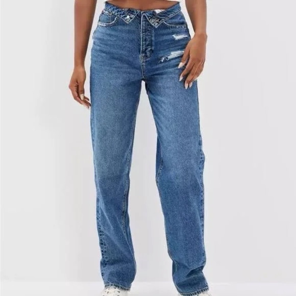 NWOT American Eagle Outfitters Thick Denim Jeans. Fold-over style. Never worn.